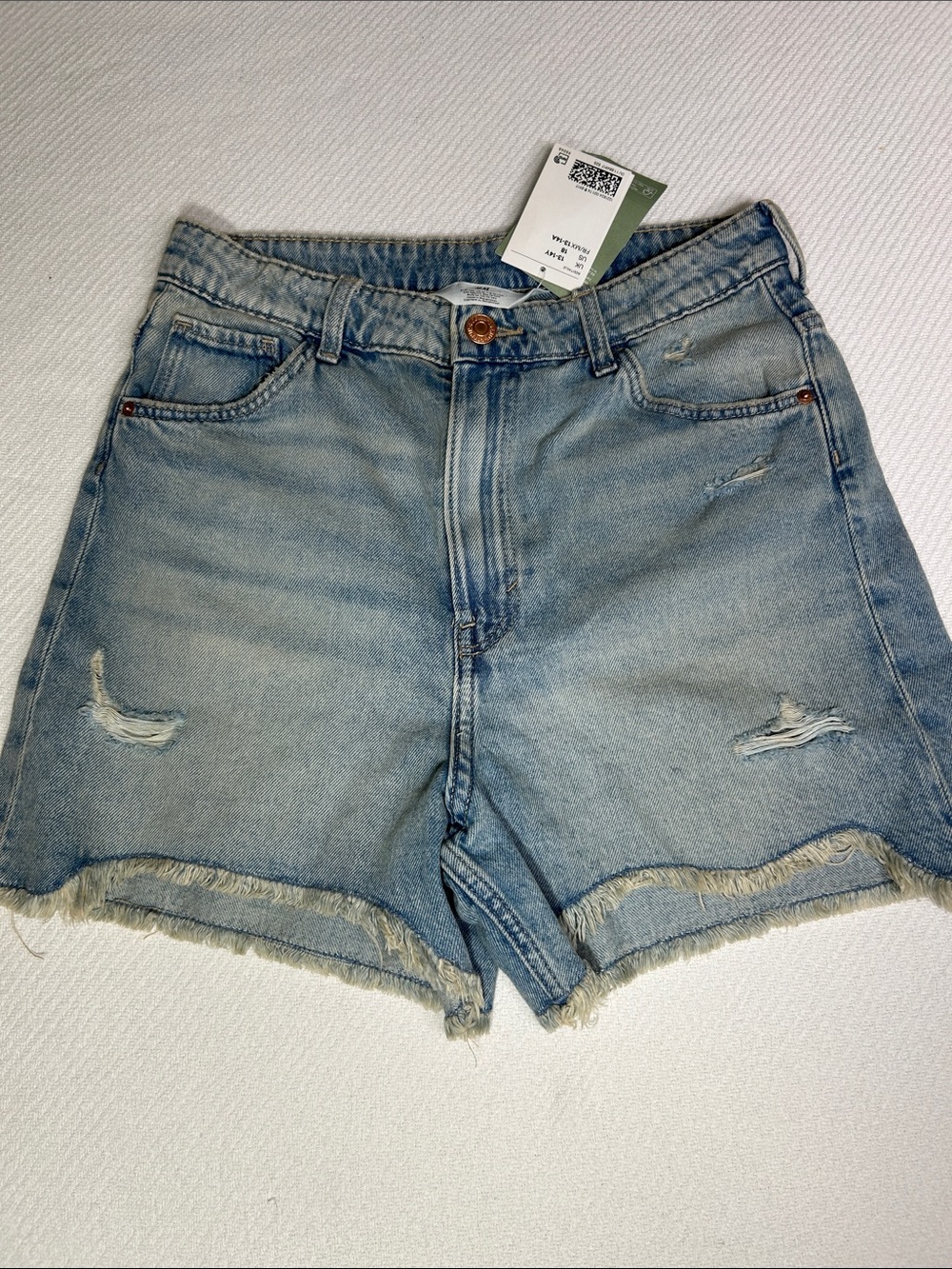 H&M Light Blue Distressed Denim Shorts